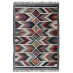 Zig-Zag Vintage Wool Jute Kilim Rug Multicolor - Image 2