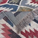 Zig-Zag Vintage Wool Jute Kilim Rug Multicolor - Image 3