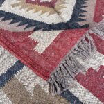 Geometric Multicolor Wool Jute Kilim Rug - Image 3