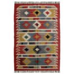 Handwoven Wool Jute Kilim Rug - Image 2