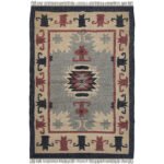 Handwoven Wool & Jute Multicolor Kilim Rug For Bedroom - Image 2