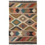 Handcrafted Wool & Jute Textured Kilim Rug - Image 2