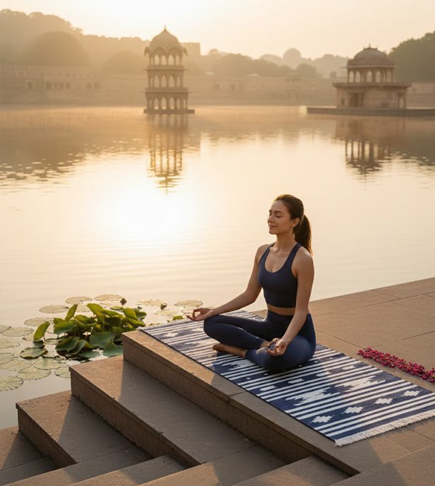 Organic cotton yoga mat handcrafted from breathable, eco-friendly cotton for daily yoga and meditation