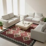 Wool Jute Kilim Rug Handmade, Flatweave Bedroom Area Rug