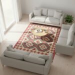 Handmade Kilim Wool Jute Rug for Bedroom Floor Decor