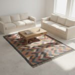 Wool Jute Kilim Rug Handmade, Flatweave Rug for Bedroom Living Room