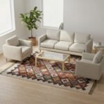 Kilim Wool Jute Flatweave Rug, Handmade Home Decor Area Rug