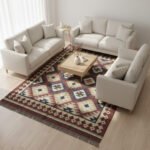Wool Jute Kilim Area Rug Handmade, Traditional Flatweave