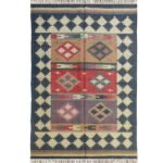 Kilim Wool Jute Rug for Bedroom, Handmade Flatweave Area Rug - Image 2
