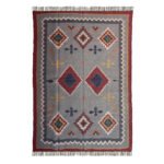 Handmade Wool Jute Kilim Rug, Boho Flatweave Living Room Rug - Image 2