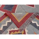 Handmade Wool Jute Kilim Rug, Boho Flatweave Living Room Rug - Image 3