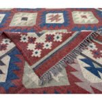 Wool Jute Kilim Area Rug Handmade, Traditional Flatweave - Image 3