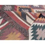 Kilim Wool Jute Area Rug, Handmade Flatweave for Living Room Bedroom - Image 3