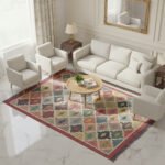 Wool Jute Kilim Rug Handmade, Flatweave Home Interior Rug