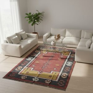 Kilim Wool Jute Rug Handmade, Eco Natural Flatweave
