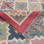 Wool Jute Kilim Rug Handmade, Flatweave Home Interior Rug - Image 3