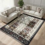 Wool Jute Kilim Rug Handmade, Flatweave Indian Style Rug