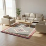 Wool Jute Kilim Flatweave Rug Handmade for Bedroom Living Room