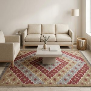 Kilim Wool Jute Flatweave Area Rug Handmade