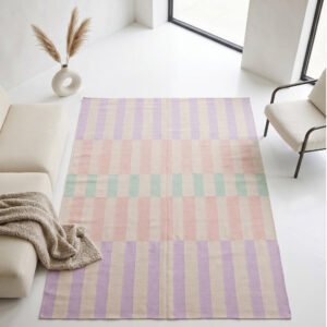 Modern Custom Handmade Indian Dhurrie Rug – Wool & Cotton Flatweave Carpet