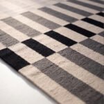 Grey & Black Handmade Wool & Cotton Rug for Bedroom | Custom Flatweave Dhurrie - Image 2