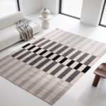 Grey & Black Handmade Wool & Cotton Rug for Bedroom | Custom Flatweave Dhurrie