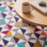 Handwoven Wool Cotton Geometric Dhurrie Rug | Scandinavian Minimalist Area Rug - Image 4