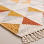 Handwoven Wool Cotton Dhurrie Rug 4x6 Feet – Modern Geometric Indian Carpet - Image 4