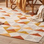 Handwoven Wool Cotton Dhurrie Rug 4x6 Feet – Modern Geometric Indian Carpet