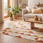 Handwoven Wool Cotton Dhurrie Rug 4x6 Feet – Modern Geometric Indian Carpet - Image 3
