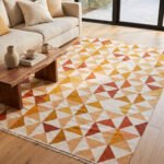 Flat Woven Modern Dhurrie Rug - Made Of Wool And Cotton - Image 3