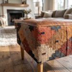Kilim Ottoman Pouf Handmade – Upholstered Footstool, Extra Seating, Bohemian Home Accent - Image 2