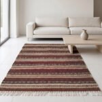 Modern Wool Carpet Brown | Handwoven Flatweave Area Rug - Image 3