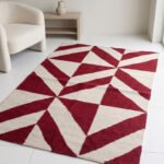 Handwoven Wool Dhurrie Rug Red & White | Quiet Luxury Flatweave for Modern Spaces