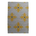Handmade Wool Rug Yellow & White | Modern Geometric Flatweave Carpet - Image 4
