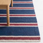 Handmade Wool Area Rug Blue & Red | Soft Modern Dhurrie Carpet - Image 2