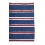 Handmade Wool Area Rug Blue & Red | Soft Modern Dhurrie Carpet - Image 4
