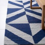 Handwoven Wool Dhurrie Blue & White | Handmade Flatweave Home Rug - Image 2
