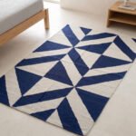 Handwoven Wool Dhurrie Blue & White | Handmade Flatweave Home Rug