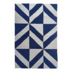 Handwoven Wool Dhurrie Blue & White | Handmade Flatweave Home Rug - Image 4