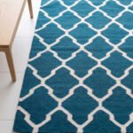 Handmade Wool Area Rug Blue | Scandinavian Flatweave Dhurrie Rug - Image 2