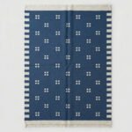 Handmade Modern Blue Wool Dhurrie Rug | Minimalist Flatweave Home Decor - Image 4