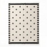 Handwoven Wool Area Rug Black & White | Modern Flatweave Dhurrie Carpet for Home Decor - Image 4