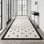Handwoven Wool Area Rug Beige & Black | Modern Flatweave Dhurrie Carpet for Home Decor - Image 2