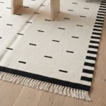 Handmade Wool Area Rug Black & White | Modern Dhurrie Flatweave Home Decor - Image 3