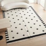 Handmade Wool Dhurrie Rug Black & White | Soft Flatweave Area Rug