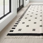 Handwoven Wool Black & White Dhurrie Rug | Modern Indoor Area Rug