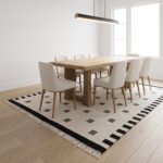 Handwoven Wool Black & White Dhurrie Rug | Modern Indoor Area Rug - Image 3