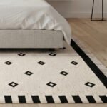Handwoven Wool Area Rug Black & White | Modern Flatweave Dhurrie Carpet for Home Decor - Image 2
