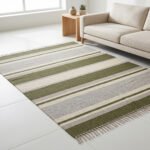 Handmade Wool Dhurrie Rug | Green Modern Flatweave Living Room Area Rug (Copy) (Copy)